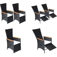 vidaXL Garten Liegestühle 2 Stk. mit Auflagen Poly Rattan Schwarz - Gartenstuhl - Gartenstühle - Außenstuhl - Außenstühle