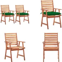vidaXL Garten Essstühle 2 Stk. mit Kissen Massivholz Akazie - Gartenstuhl - Gartenstühle - Holz Gartenstuhl - Holz Gartenstühle