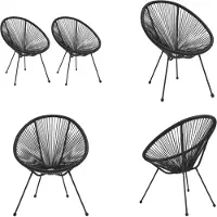 vidaXL Moon Gartenstühle 2 Stk. Rattan Schwarz - Moon-Stuhl - Moon-Stühle - Loungesessel - Relaxsessel
