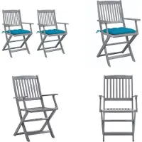 vidaXL Klappbare Gartenstühle 2 Stk. mit Kissen Massivholz Akazie - Gartenstuhl - Gartenstühle - Holz Gartenstuhl - Holz Gartenstühle
