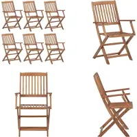 vidaXL Klappbare Gartenstühle 6 Stk. Massivholz Akazie - Gartenstuhl - Gartenstühle - Gartensessel - Klappstuhl