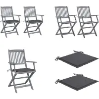 vidaXL Klappbare Gartenstühle 2 Stk. mit Sitzkissen Massivholz Akazie - Gartenstuhl - Gartenstühle - Holz Gartenstuhl - Holz Gartenstühle