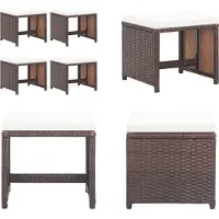 vidaXL Gartenhocker 4 Stk. mit Kissen Poly Rattan Braun - Fußhocker - Fußbank - Fußbänke - Fußstütze