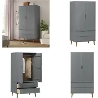 vidaXL Kleiderschrank MOLDE Grau 90x55x175 cm Massivholz Kiefer