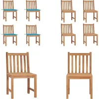 vidaXL Gartenstühle 4 Stk. mit Kissen Massivholz Teak - Gartenstuhl - Gartenstühle - Holz-Gartenstuhl - Holz-Gartenstühle