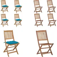 vidaXL Klappbare Gartenstühle 4 Stk. mit Kissen Massivholz Akazie - Gartenstuhl - Gartenstühle - Klappstuhl - Klappstühle
