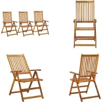 vidaXL Verstellbare Gartenstühle 3 Stk. Massivholz Akazie - Gartenstuhl - Gartenstühle - Stuhl - Stühle