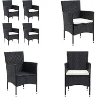 vidaXL Garten Essstühle 4 Stk. Poly Rattan Schwarz - Gartenstuhl - Gartenstühle - Gartensessel - Essstuhl