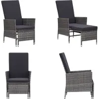 vidaXL Garten Liegestuhl mit Auflagen Poly Rattan Grau - Sessel - Gartenstuhl - Gartenstühle - Gartenmöbel
