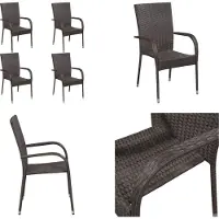 vidaXL Stapelbare Gartenstühle 4 Stk. Poly Rattan Braun - Gartenstuhl - Gartenstühle - Stapelstuhl Garten - Stapelstühle Garten