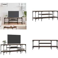 vidaXL TV Schrank Braun Eichen Optik 121x35x45cm Holzwerkstoff & Eisen - TV-Schrank - TV-Schränke - TV-Ständer - TV-Möbel