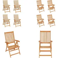 vidaXL Gartenstühle 4 Stk. mit Beigen Kissen Massivholz Teak - Gartenstuhl - Gartenstühle - Gartensessel - Klappstuhl