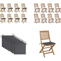 vidaXL Klappbare Gartenstühle mit Kissen 8 Stk. Massivholz Akazie - Gartenstuhl - Gartenstühle - Holz Gartenstuhl - Holz Gartenstühle
