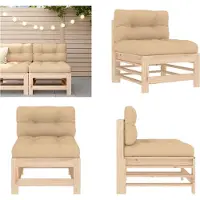 vidaXL Mittelsofa mit Kissen Massivholz Kiefer