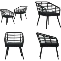 vidaXL Gartenstühle 2 Stk. mit Auflagen Poly Rattan Schwarz - Gartenstuhl - Gartenstühle - Stuhl - Stühle