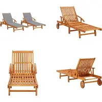 vidaXL Sonnenliegen 2 Stk. mit Auflagen Massivholz Akazie - Gartenliege - Gartenliegen - Sonnenliege - Sonnenliegen