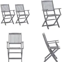 vidaXL Klappbare Gartenstühle 2 Stk. Massivholz Akazie - Gartenstuhl - Gartenstühle - Klappstuhl - Klappstühle