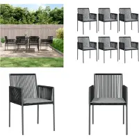 vidaXL Gartenstühle mit Kissen 6 Stk. Schwarz 54x60,5x83,5 cm - Gartenstuhl - Gartenstühle - Terrassenstuhl - Outdoor Stuhl