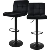 ML-Design | Set mit 2 Barhockern Abigail Samt Zwart Fluweel 45x112x50 cm | NADUVI