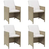 vidaXL Gartenstühle mit Kissen 4 Stk. Poly Rattan Beige