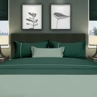 Cascina Colorini Bettlaken Set Divina Forest Green White-280 x 290 cm (Lits-jumeaux)