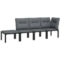 vidaXL 4-tlg. Garten-Lounge-Set Schwarz und Grau Poly Rattan