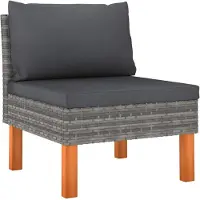 vidaXL Mittelsofa Poly Rattan und Eukalyptus Massivholz