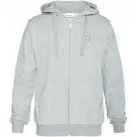 KnowledgeCotton Apparel Sweatjacke Ask Regular Zip Hood Kangaroo Badge Herren Grey Melange-XS