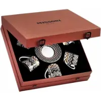 Missoni Geschenkbox Tasse & Untertasse Luxury Gift Box Zig Zag Gold 120 ml (Set von 6)