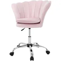 ML-Design Bürostuhl aus Samt Hellrosa Schminktisch Stuhl mit Muschel-Rückenlehne, Drehstuhl mit Rollen, Schreibtischstuhl höhenverstellbar Drehhocker