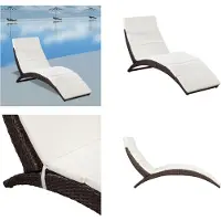 vidaXL Klappbare Sonnenliege mit Auflage Poly Rattan Braun - Sonnenliege - Sonnenliegen - Sonnenbett - Sonnenbetten