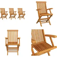 vidaXL Gartenstühle 3 Stk. Massivholz Teak - Gartenstuhl - Gartenstühle - Gartenstuhl Holz - Gartenstuhl Massivholz