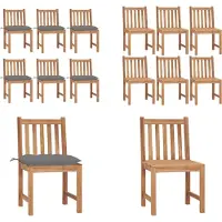 vidaXL Gartenstühle 6 Stk. mit Kissen Massivholz Teak - Gartenstuhl - Gartenstühle - Holz-Gartenstuhl - Holz-Gartenstühle