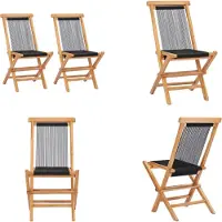 vidaXL Klappbare Gartenstühle 2 Stk. Massivholz Teak und Seil - Gartenstuhl - Gartenstühle - Gartensessel - Klappstuhl