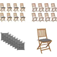 vidaXL Klappbare Gartenstühle mit Kissen 8 Stk. Massivholz Akazie - Gartenstuhl - Gartenstühle - Holz Gartenstuhl - Holz Gartenstühle