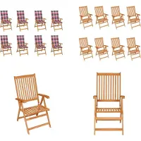 vidaXL Garten Liegestühle mit Kissen 8 Stk. Massivholz Teak - Gartenstuhl - Gartenstühle - Garten-Liegestuhl - Garten-Liegestühle