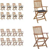 vidaXL Klappbare Gartenstühle mit Kissen 8 Stk. Massivholz Akazie - Gartenstuhl - Gartenstühle - Holz Gartenstuhl - Holz Gartenstühle