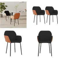 vidaXL Esszimmerstühle 2 Stk. Schwarz Stoff und Kunstleder