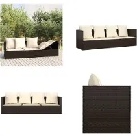 vidaXL Outdoor-Loungebett mit Kissen Braun Poly Rattan