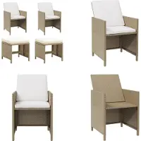 vidaXL Gartenstühle mit Hocker 2 Stk. Poly Rattan Beige - Gartenstuhl Und Hocker - Gartenstühle Und Hocker - Gartenstuhl - Outdoor Stuhl