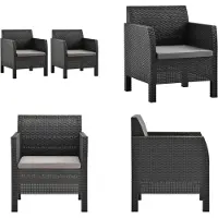 vidaXL Gartenstühle mit Kissen 2 Stk. PP Rattan Anthrazit - Gartenstuhl - Gartenstühle - Stuhl - Stühle