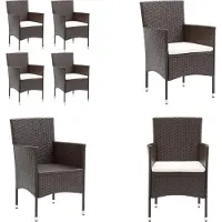 vidaXL Garten Essstühle 4 Stk. Poly Rattan Braun - Gartenstuhl - Gartenstühle - Gartensessel - Essstuhl
