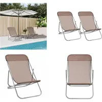 vidaXL Strandstühle 2 Stk. Braun Textilene & Pulverbeschichteter Stahl - Strandstuhl - Strandstühle - Liegestuhl - Garten Liegestuhl