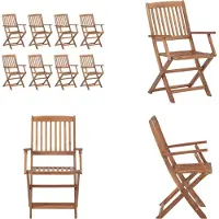 vidaXL Klappbare Gartenstühle 8 Stk. Massivholz Akazie - Gartenstuhl - Gartenstühle - Holz Gartenstuhl - Holz Gartenstühle