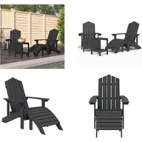 vidaXL Adirondack Gartenstühle mit Hocker & Tisch HDPE Anthrazit - Gartenstuhl - Gartenstühle - Outdoor Stuhl - Gartensessel