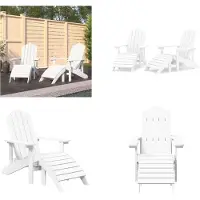 vidaXL Adirondack Gartenstühle 2 Stk. mit Hockern HDPE Weiß - Gartenstuhl - Gartenstühle - Outdoor Stuhl - Gartensessel