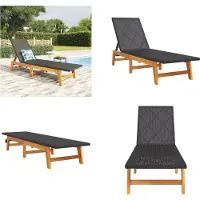 vidaXL Sonnenliege Schwarz und Braun Poly Rattan & Massivholz Akazie - Sonnenliege - Sonnenliegen - Liege - Outdoor Liege
