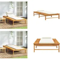 vidaXL Sonnenliege mit Cremeweißem Kissen & Auflage Massivholz Akazie - Sonnenliege - Sonnenliegen - Liege - Outdoor Liege