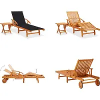 vidaXL Sonnenliege mit Tisch und Auflage Akazie Massivholz - Sonnenliege Mit Tisch - Sonnenliegen Mit Tischen - Holz-Sonnenliege Mit Tisch - Holz-Sonnenliegen Mit Tischen