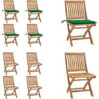 vidaXL Klappbare Gartenstühle mit Kissen 4 Stk. Massivholz Teak - Gartenstuhl - Gartenstühle - Holzstuhl - Holzstühle